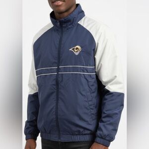 Navy and White NFL - LA Rams Zip-Up Windbreaker Jacket with Logo